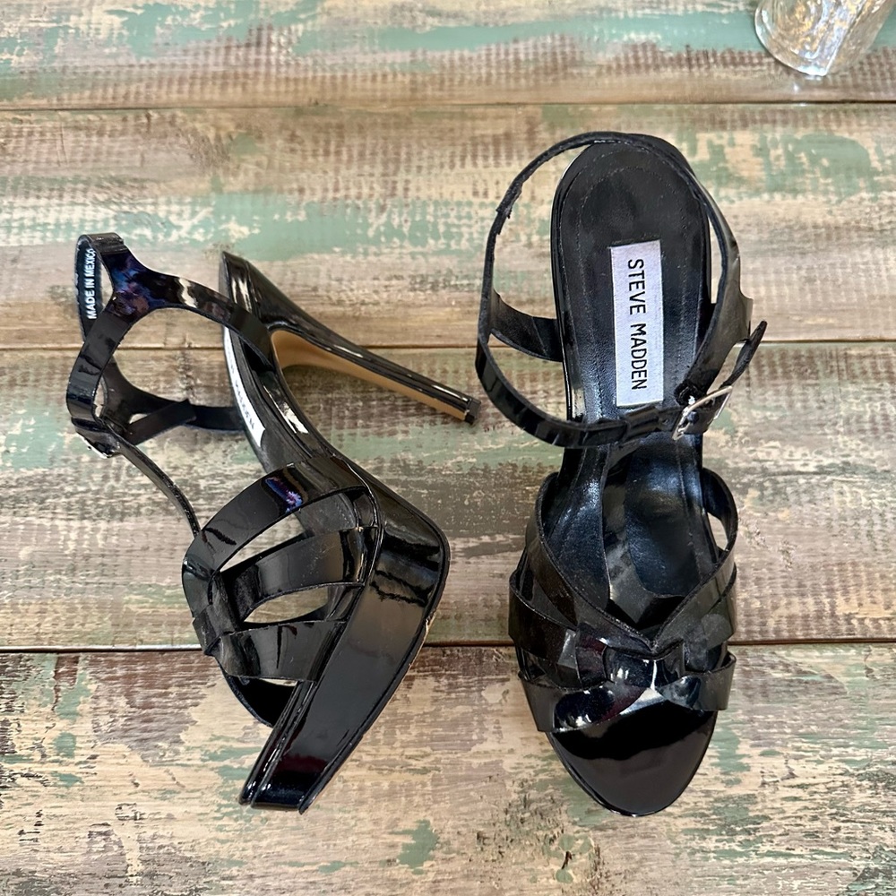 Steve Madden Black Strappy Stilettos
